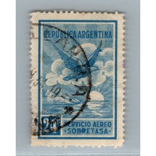 ARGENTINA 1928 GJ 641 ESTAMPILLA CON VARIEDAD GRAN PUNTO EN EL ALA DERECHA Y EN LA 